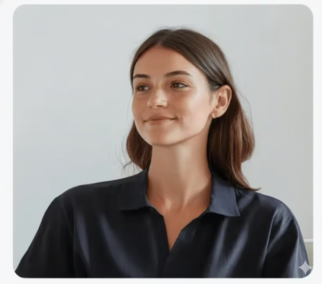 A smiling professional woman looking off-camera